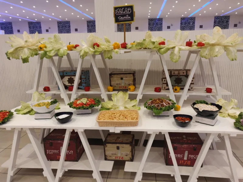 luxury wedding salad bar and counter decoration
